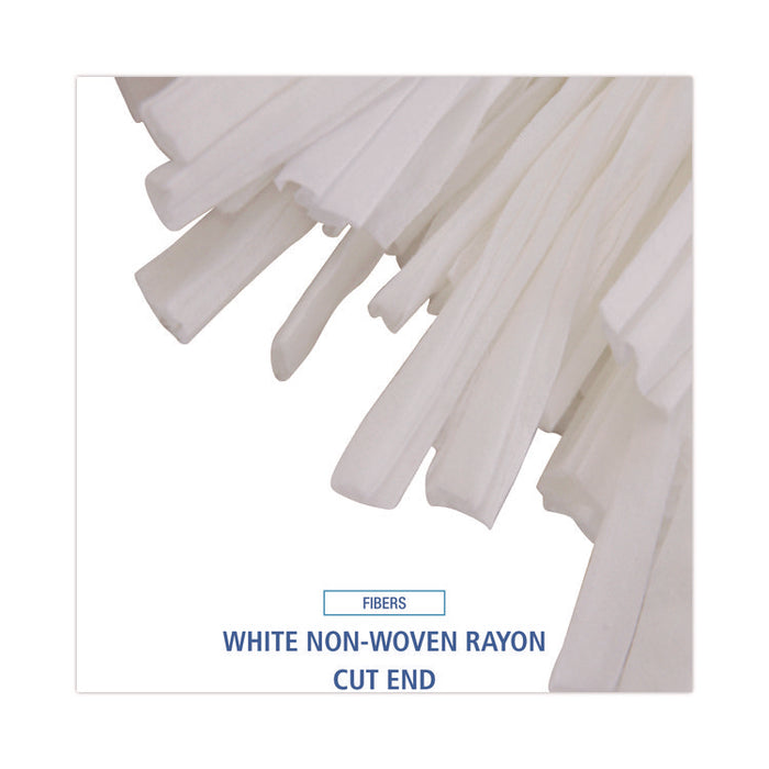 Cut-End Wet Mop Head, Rayon/Polyester, Non-Woven, White, 20oz