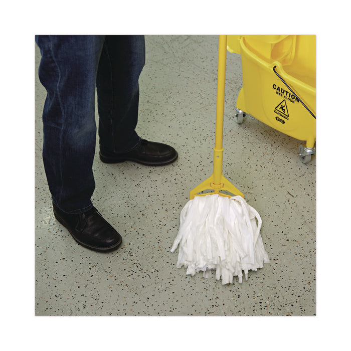 Cut-End Wet Mop Head, Rayon/Polyester, Non-Woven, White, 20oz