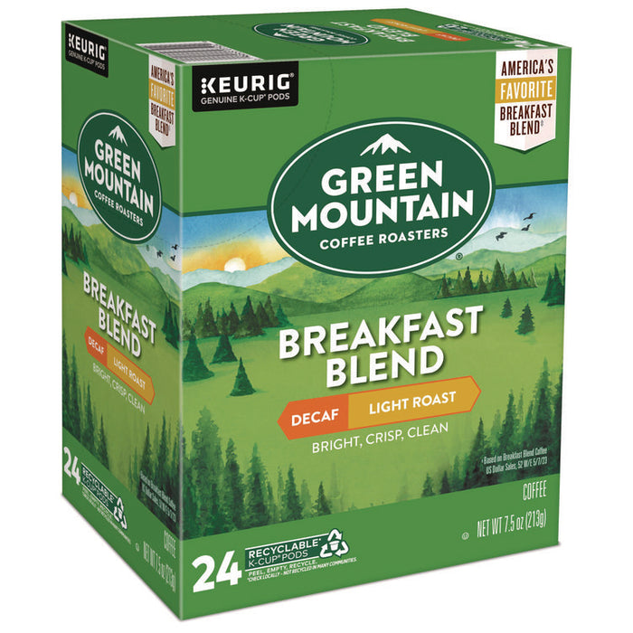 Breakfast Blend Decaf Coffee K-Cups, 24/Box