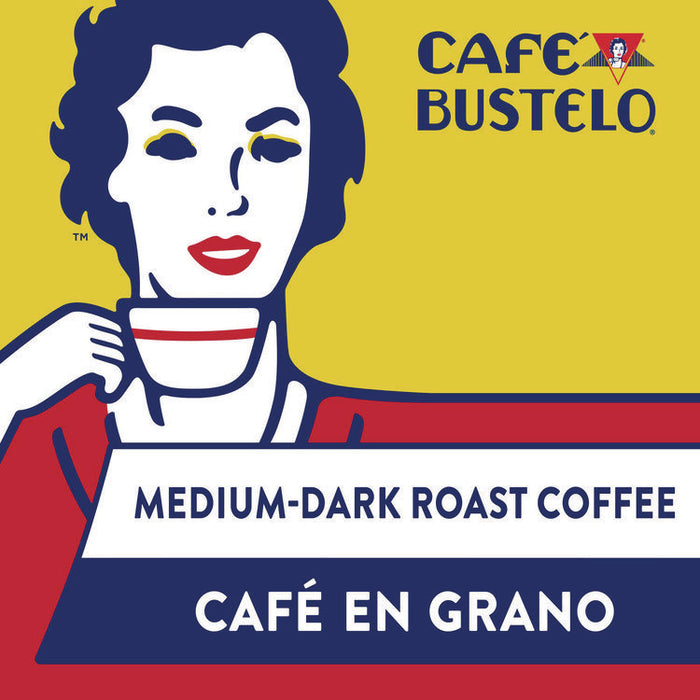 Cafe Bustelo Whole Bean Coffee, Espresso, 32 oz Bag, 4/Carton