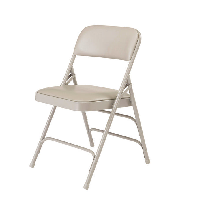 1300 Series Premium Vinyl Upholstered Triple Brace Double Hinge Folding Chair, Supports 500 lb, Gray Seat/Back/Base, 4/Carton