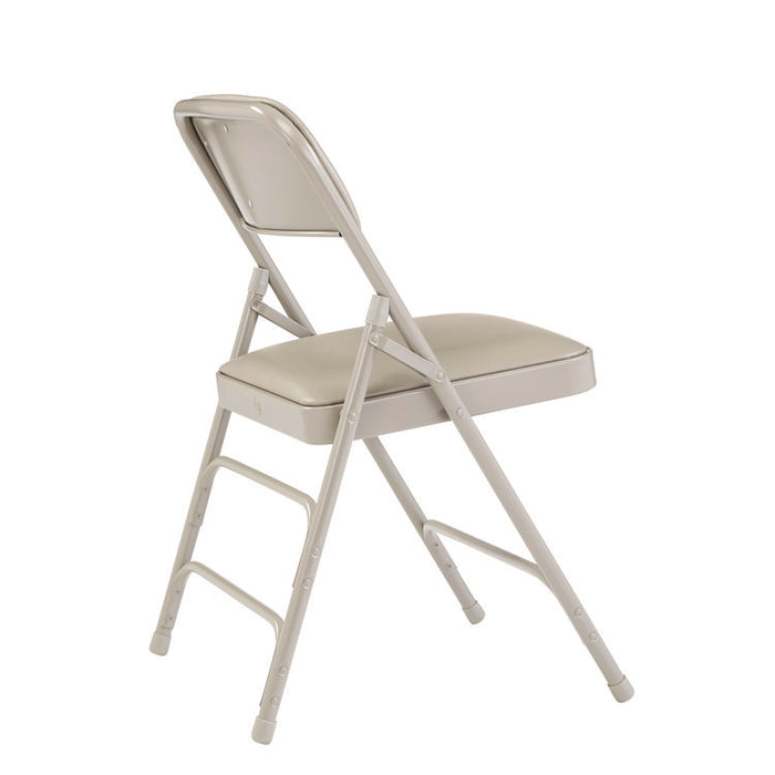 1300 Series Premium Vinyl Upholstered Triple Brace Double Hinge Folding Chair, Supports 500 lb, Gray Seat/Back/Base, 4/Carton