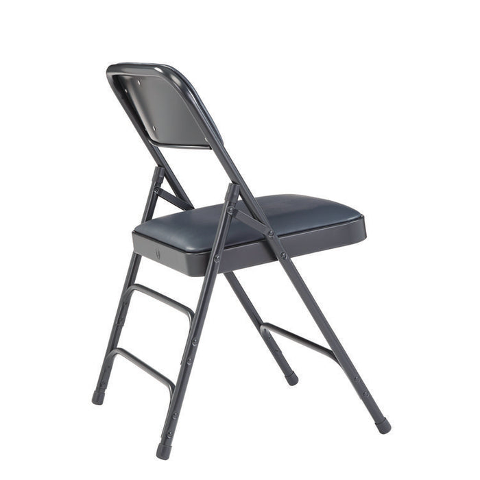1300 Series Premium Vinyl Upholstered Triple Brace Double Hinge Folding Chair, Supports 500 lb, Blue Seat/Back/Base, 4/Carton
