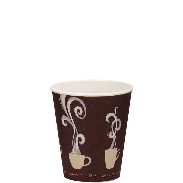 Thermoguard Insulated Paper Hot Cups, 12 oz, Steam Print Design, 600/Carton