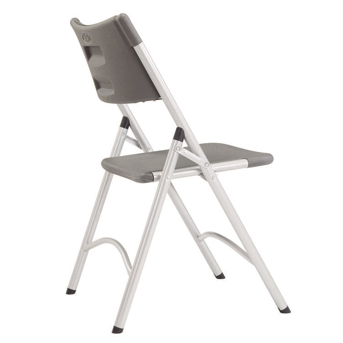 600 Series Heavy Duty Plastic Folding Chair, Supports Up to 500 lb, 18" Seat Height, Gray Seat/Back, Silver Base, 4/Carton