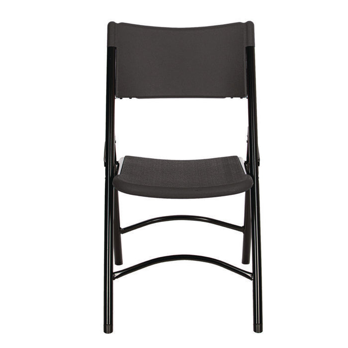 600 Series Heavy Duty Plastic Folding Chair, Supports Up to 500 lb, 18" Seat Height, Black Seat/Back/Base, 4/Carton