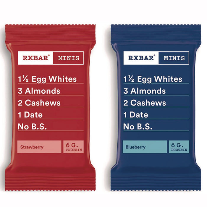 Minis Protein Bars Variety Pack, Blueberry/Strawberry, 0.9 oz Bar, 8/Box
