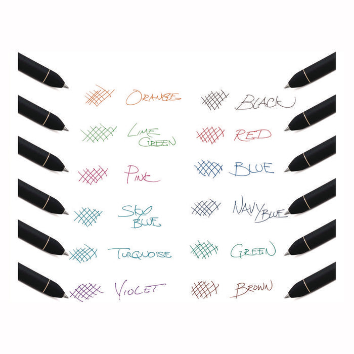 EnerGel Kuro Gel Pen, Retractable, Medium 0.7 mm, Assorted Ink Colors, Black Barrel, 12/Pack
