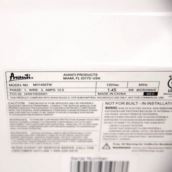 1.4 cu ft Electronic Microwave with Touch Pad, 1,000 W, White