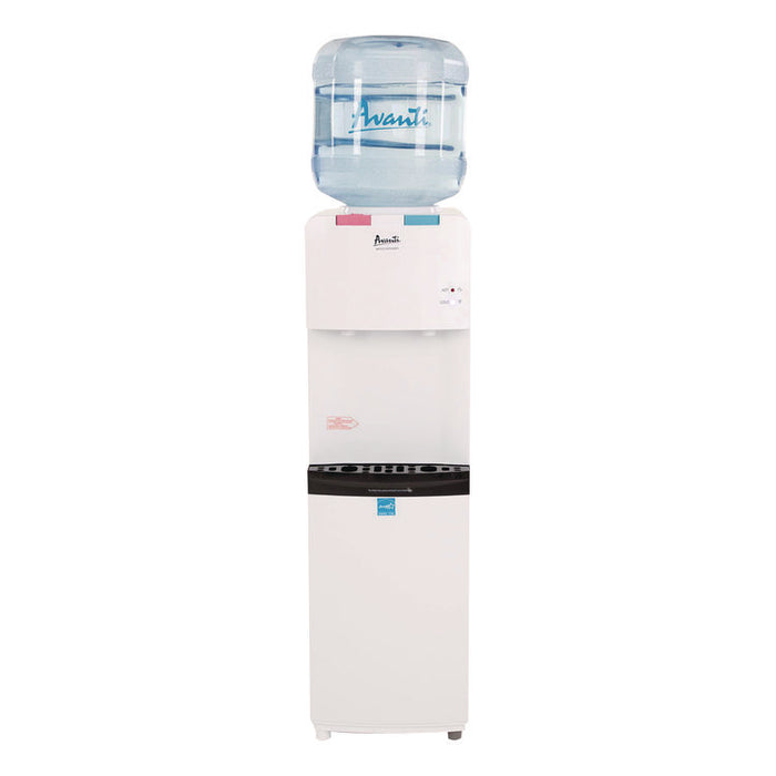 Hot and Cold Water Stand Up Dispenser, 3 gal to 5 gal, 11 x 12 x 36, White