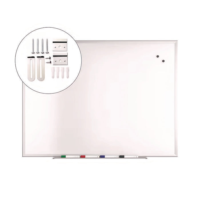 Magnetic Steel Dry Erase Board, 36" x 48", White Surface, Gray/Natural Aluminum Frame
