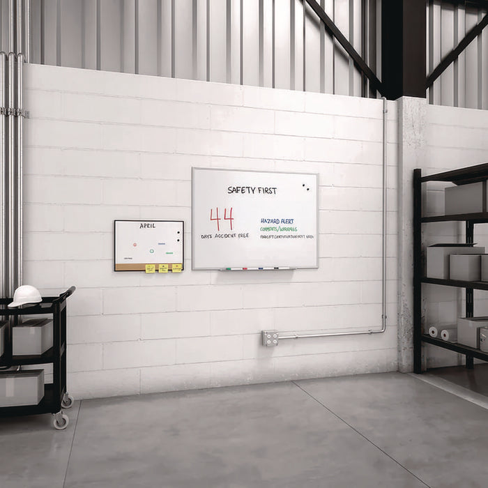 Magnetic Steel Dry Erase Board, 36" x 48", White Surface, Gray/Natural Aluminum Frame