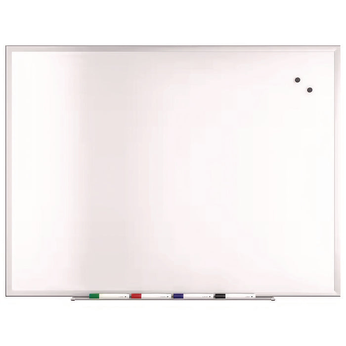 Magnetic Steel Dry Erase Board, 36" x 48", White Surface, Gray/Natural Aluminum Frame