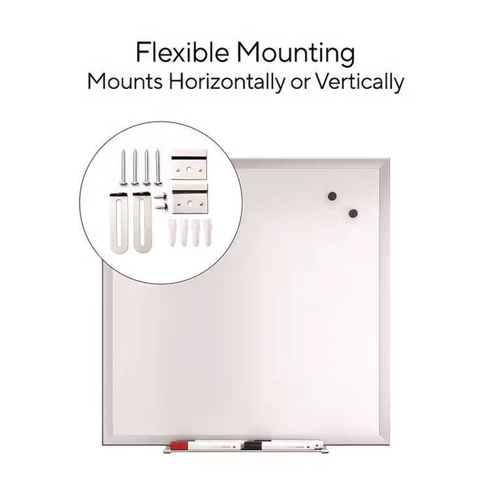 Magnetic Steel Dry Erase Board, 24" x 24", White Surface, Gray/Natural Aluminum Frame