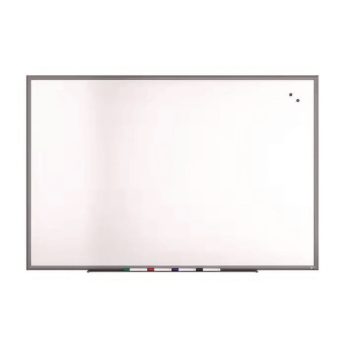 Magnetic Porcelain Dry Erase Board, 72" x 48", White Surface, Gray/Natural Aluminum Frame