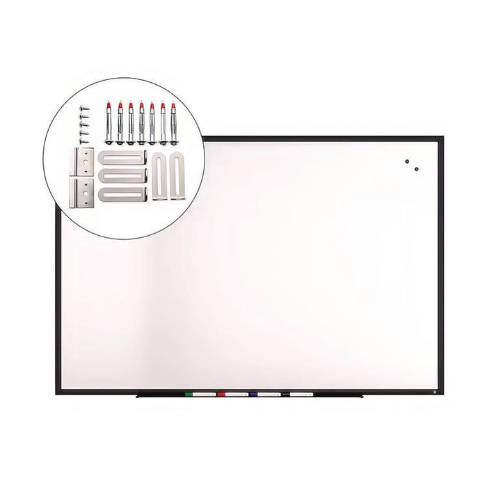 Magnetic Porcelain Dry Erase Board, 72" x 48", White Surface, Black Aluminum Frame