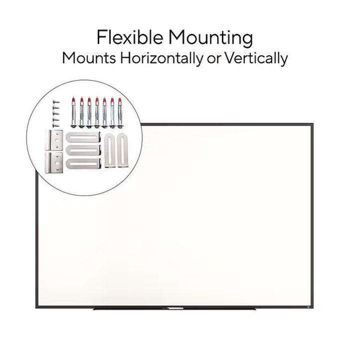 Melamine Dry Erase Board, 72" x 48", White Surface, Black Aluminum Frame