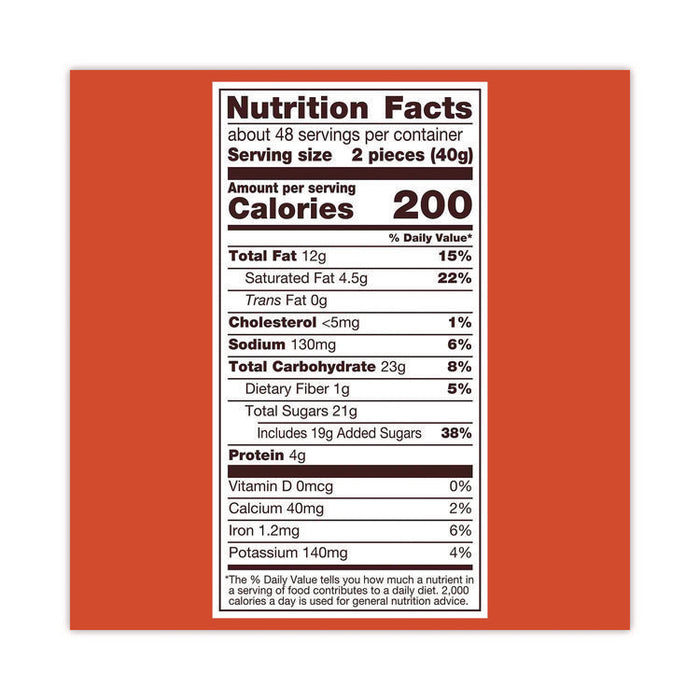 Peanut Butter Cups Bar, Full Size, 1.5 oz Bar, 2 Cups/Bar, 36 Bars/Box