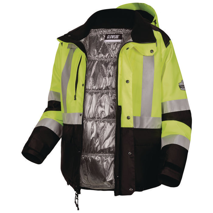 GloWear Class 3 Hi-Vis Winter Jacket with AmpliFIRE Heat Reflective Lining, 4X-L,arge Lime