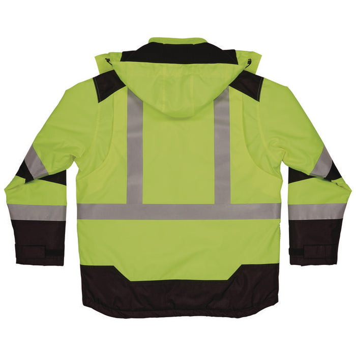 GloWear Class 3 Hi-Vis Winter Jacket with AmpliFIRE Heat Reflective Lining, 5X-Large, Lime