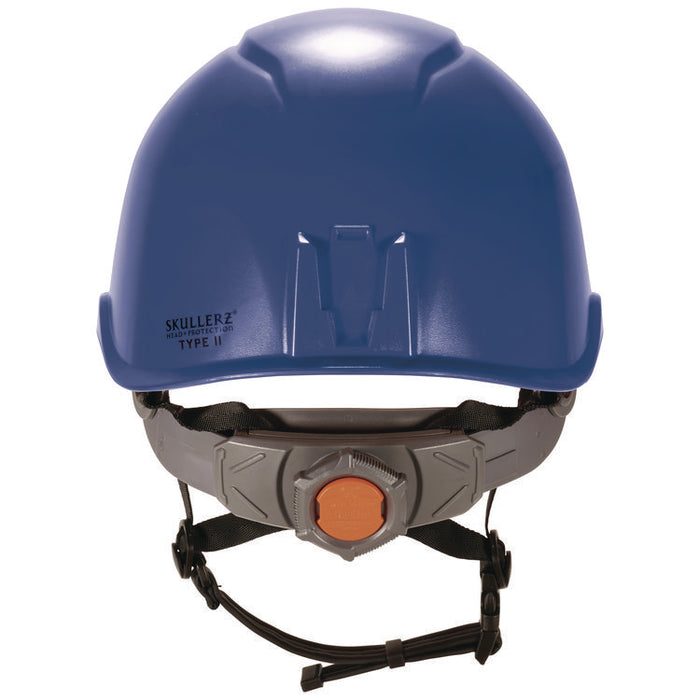 Skullerz 8976LED Class E Safety Helmet with LED Light, Brimless, 6-Point Ratchet, One Size Fits Most (6.5 to 8), Blue