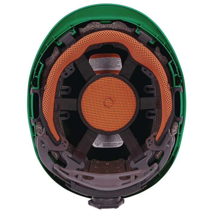 Skullerz 8977LED Class C Safety Helmet with LED Light and Adjustable Venting, 6-Point Ratchet, One Size Fits Most, Green