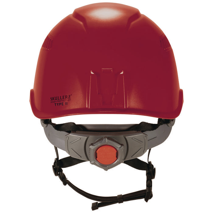 Skullerz 8977LED Class C Safety Helmet with LED Light and Adjustable Venting, 6-Point Ratchet, One Size Fits Most, Red