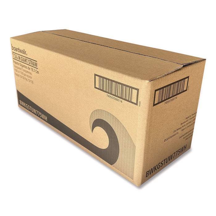 Giant Straws, 7.75", Polypropylene, Clear, 150/Pack, 10 Packs/Carton