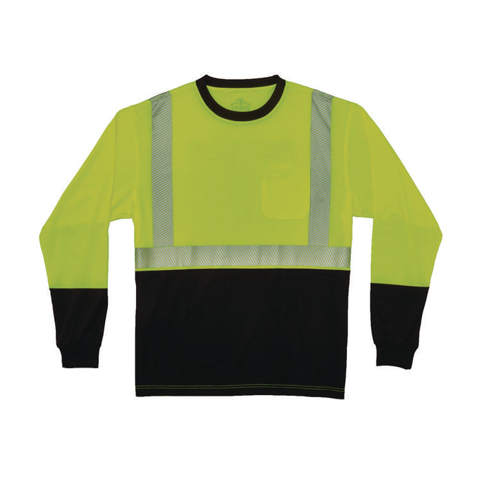 GloWear 8281BK Class 2 Long Sleeve Shirt with Black Bottom, 7X-Large Long, Lime