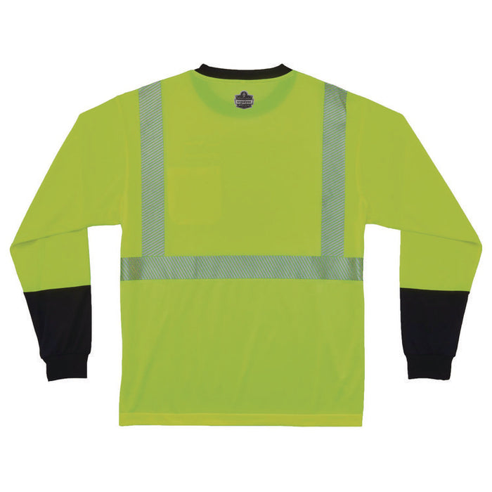 GloWear 8281BK Class 2 Long Sleeve Shirt with Black Bottom, 9X-Large Long, Lime
