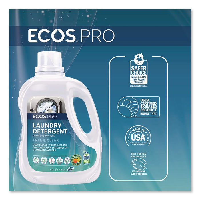 Laundry Detergent Liquid, Free and Clear Scent, 170 oz Bottle