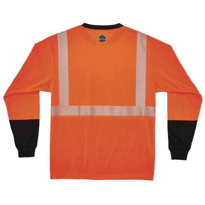 GloWear 8281BK Class 2 Long Sleeve Shirt with Black Bottom, Large Long, Orange