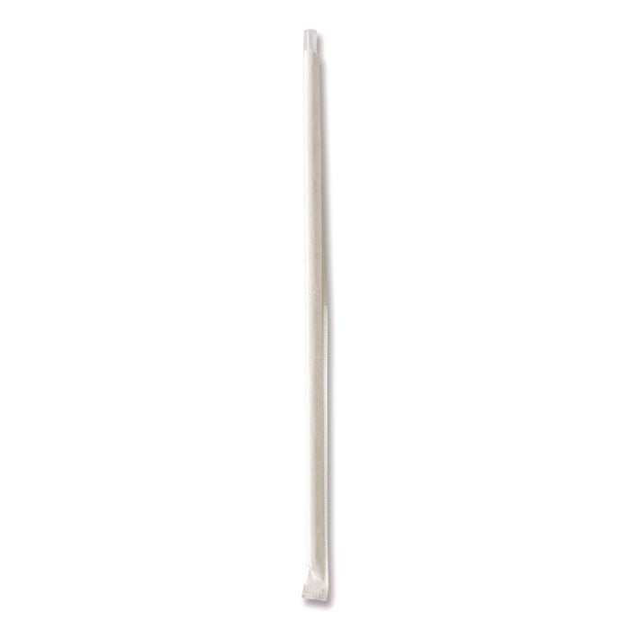 Wrapped Jumbo Straws, 10.25", Polypropylene, Clear, 500/Pack, 4 Packs/Carton