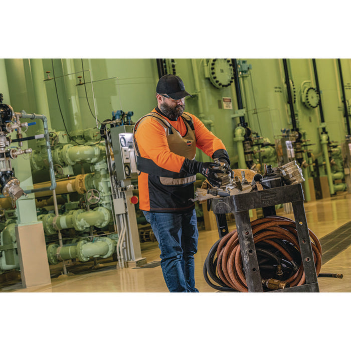 GloWear 8281BK Class 2 Long Sleeve Shirt with Black Bottom, 3X-Large Long, Orange