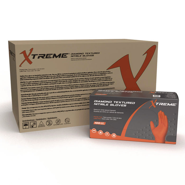 DT Nitrile Disposable Gloves, Powder-Free, X-Large, 6 mil Thick, 9.5" Long, Orange, 100/Box, 10 Boxes/Carton