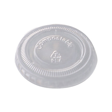 PLA Clear Cold Cup Lids, Fits 1 oz Portion Cups, Plastic, Clear, 3,000/Carton