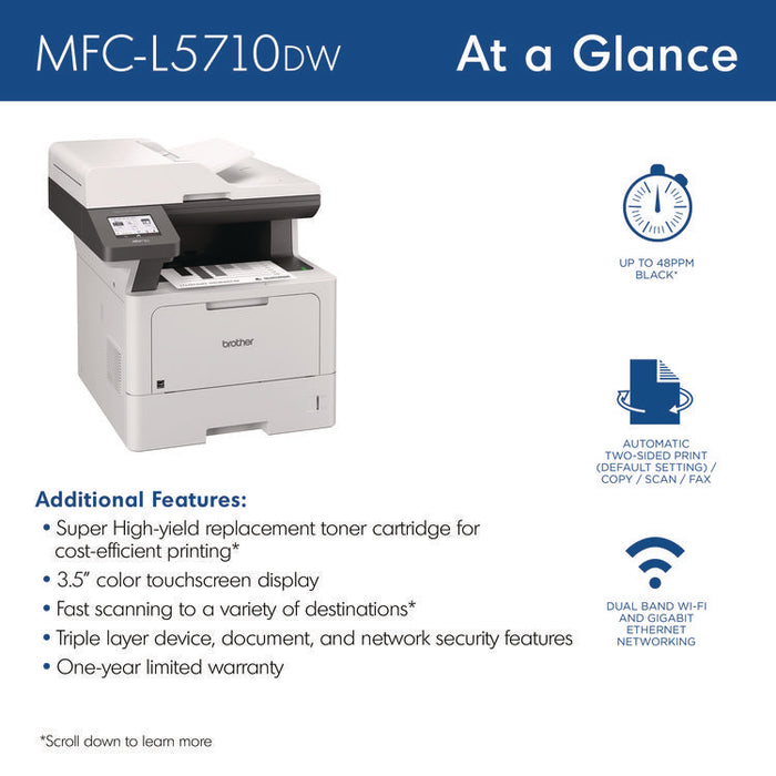 MFC-L5710DW Business Monochrome Laser AIO Printer, Copy, Fax, Print, Scan