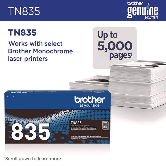 TN835 Super High-Yield Toner, 5,000 Page-Yield, Black