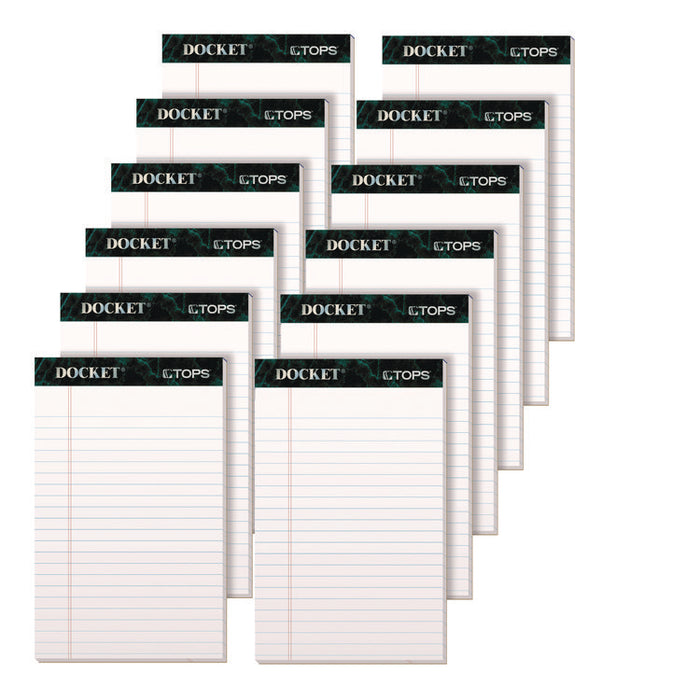 Docket Ruled Perforated Pads, Narrow Rule, (50) White 5 x 8 Sheets, 12/Pack