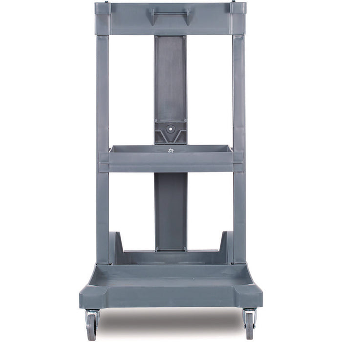 Janitor's Cart, Plastic, 4 Shelves, 1 Bin, 19" x 45" x 39", Gray