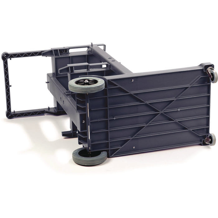 Janitor's Cart, Plastic, 4 Shelves, 1 Bin, 19" x 45" x 39", Gray