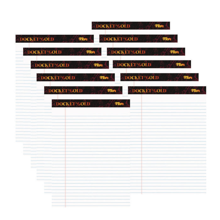 Docket Gold Ruled Perforated Pads, Wide/Legal Rule, (50) White 8.5 x 11 Sheets, 12/Pack