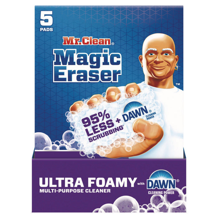 Magic Eraser, Ultra Foamy, 4.6 x 2.3, 0.7" Thick, White, 5/Pack, 4 Packs/Carton