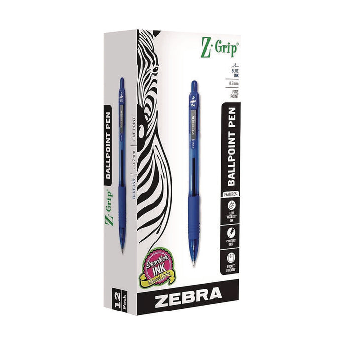 Z-Grip Ballpoint Pen, Retractable, Medium 0.7 mm, Blue Ink, Translucent Blue/Blue Barrel, 12/Pack