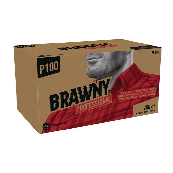 All Purpose Wipers, 1-Ply, 9 x 10.25, Brown, 250 Wipers/Box, 24 Boxes/Carton
