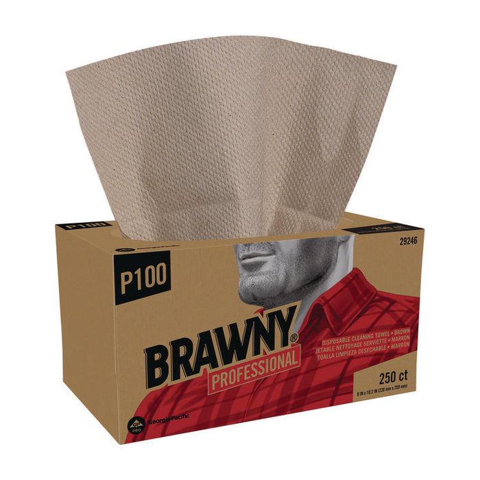 All Purpose Wipers, 1-Ply, 9 x 10.25, Brown, 250 Wipers/Box, 24 Boxes/Carton