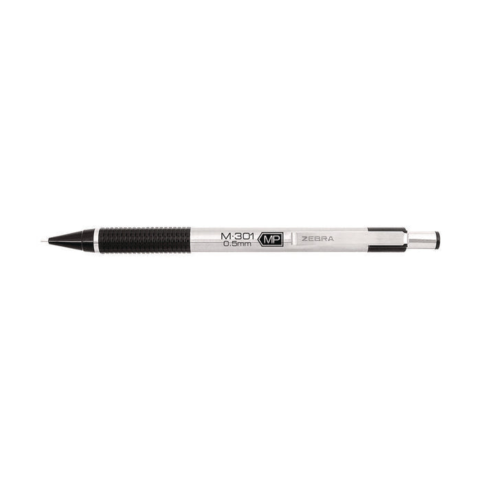 M-301 Mechanical Pencil, 0.5 mm, HB (#2), Black Lead, Silver/Black Barrel, Dozen