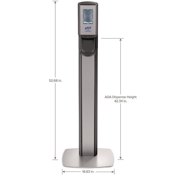 MESSENGER CS8 Silver Panel Floor Stand with Dispenser, 1,200 mL, 15.13 x 16.62 x 52.68, Graphite/Silver