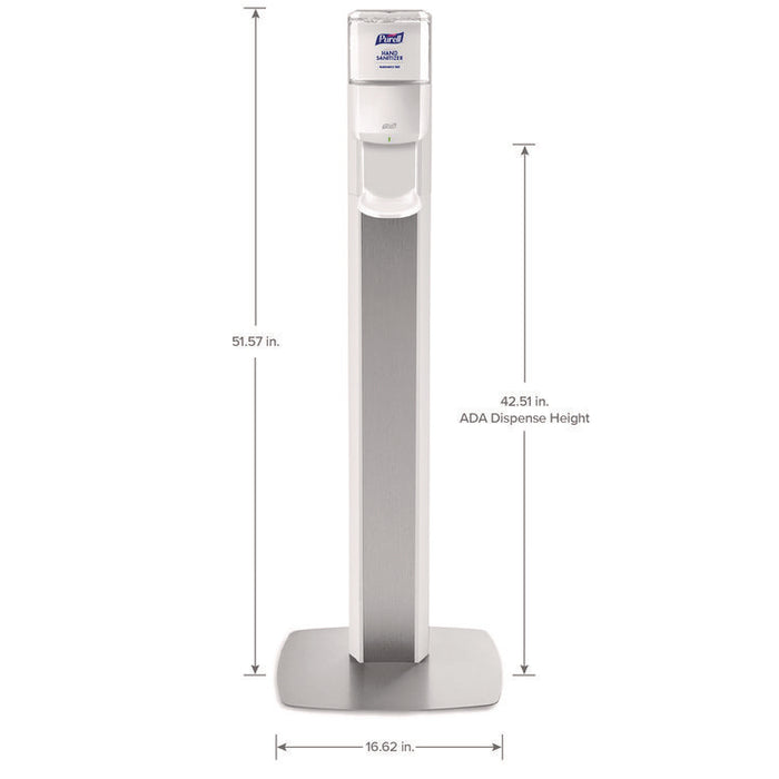 MESSENGER ES8 Silver Panel Floor Stand with Dispenser, 1,200 mL, 16.75 x 6 x 40, Silver/White