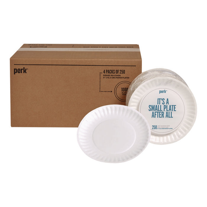 Economy Paper Plates, 6" dia, White, 250/Pack, 4 Packs/Carton